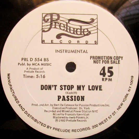 Passion (2) : Don't Stop My Love (12", Promo)