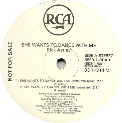 Rick Astley : She Wants To Dance With Me (12", Promo)