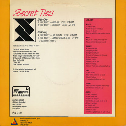 Secret Ties : One Night (12")