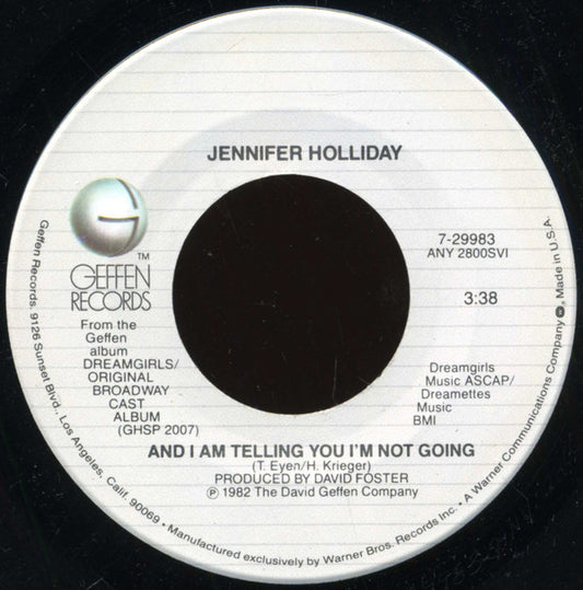 Jennifer Holliday : And I Am Telling You I'm Not Going / Fake Your Way To The Top (7", Single, Spe)