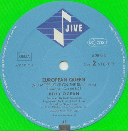 Billy Ocean : European Queen (No More Love On The Run) (12", Maxi, Gre)