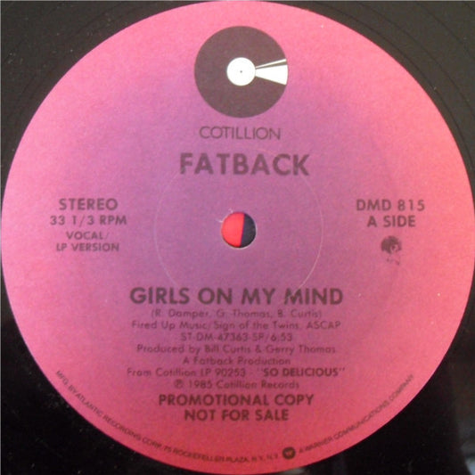 The Fatback Band : Girls On My Mind (12", Maxi, Promo)