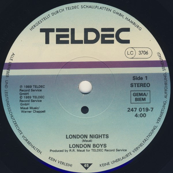 London Boys : London Nights (7", Single, Sol)