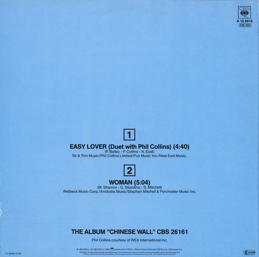 Philip Bailey Duet With Phil Collins : Easy Lover (12", Maxi)