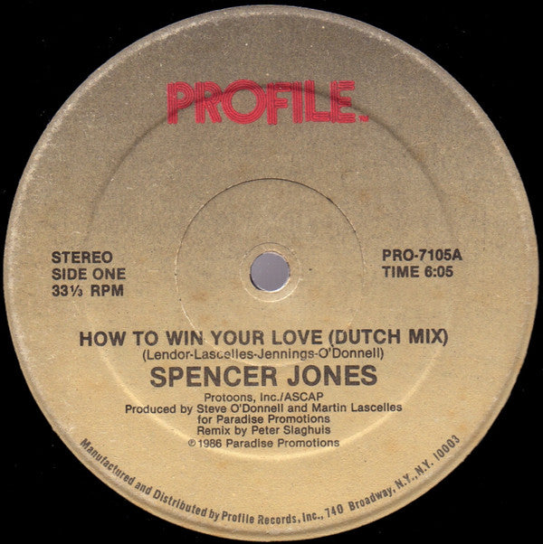 Spencer Jones : How To Win Your Love (12")