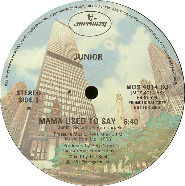Junior (2) : Mama Used To Say (12", MP, Promo, PRC)