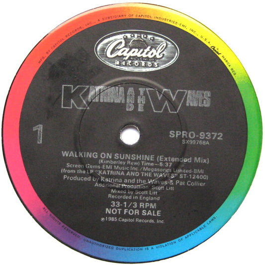 Katrina And The Waves : Walking On Sunshine (12", Single, Promo)