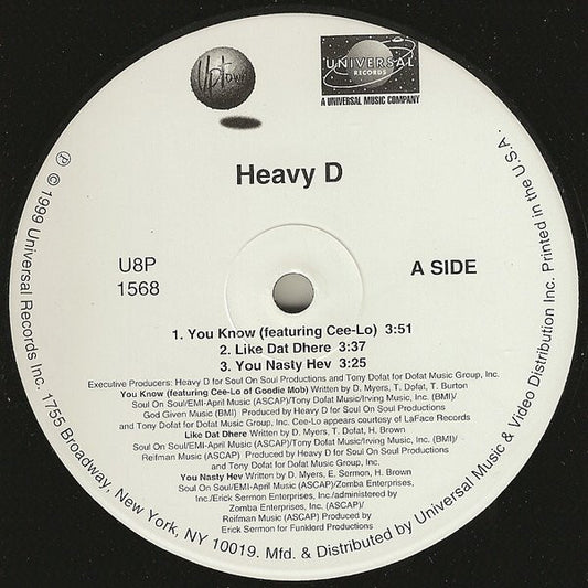 Heavy D : Heavy: Tracks From The Album (12", Promo, Smplr)