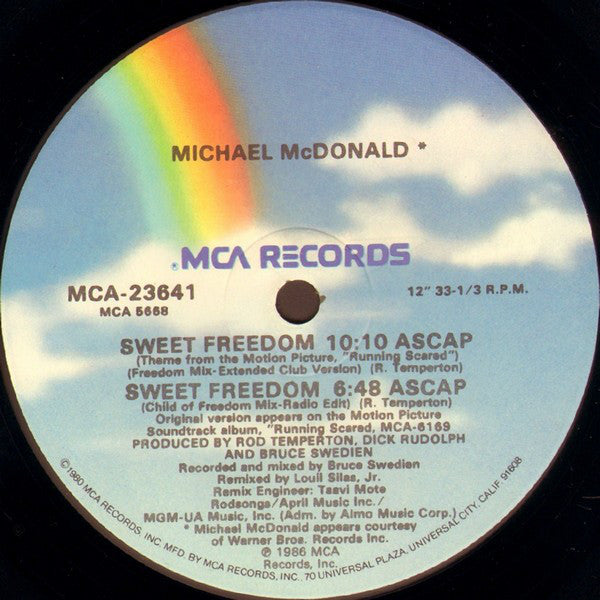 Michael McDonald : Sweet Freedom (12", Single, Glo)
