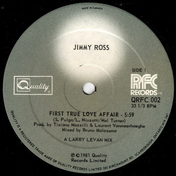 Jimmy Ross : First True Love Affair (12")