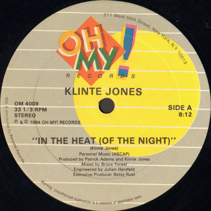 Klinte Jones : In The Heat (Of The Night) (12")