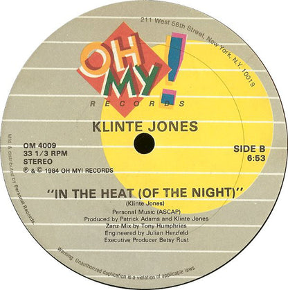 Klinte Jones : In The Heat (Of The Night) (12")