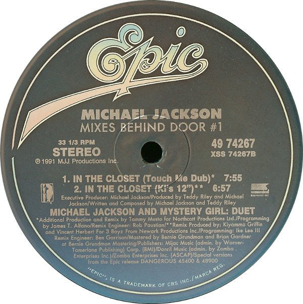 Michael Jackson : In The Closet (Mixes Behind Door #1) (12", Single)