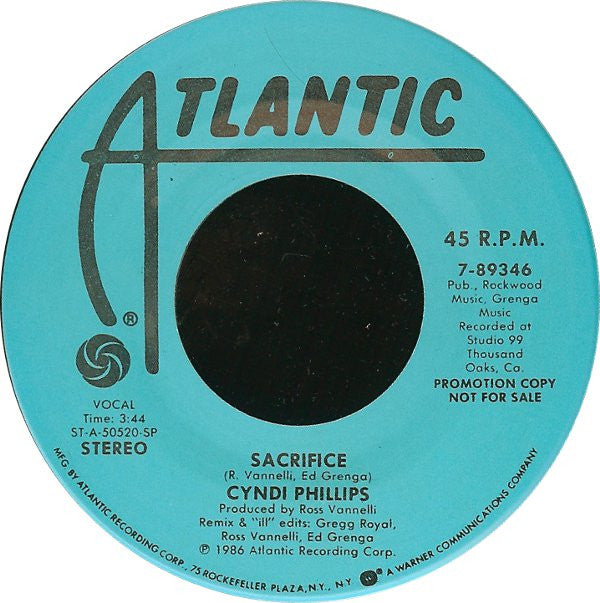Cyndi Phillips : Sacrifice (7", Promo)