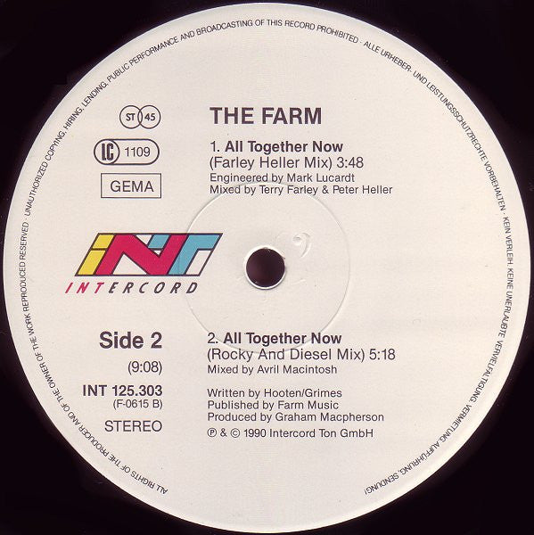 The Farm : All Together Now (12", Maxi)