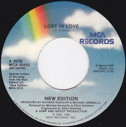 New Edition : Lost In Love (7", Single, Pin)