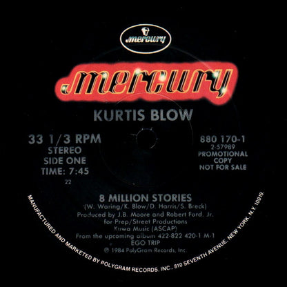 Kurtis Blow : 8 Million Stories (12", Promo)