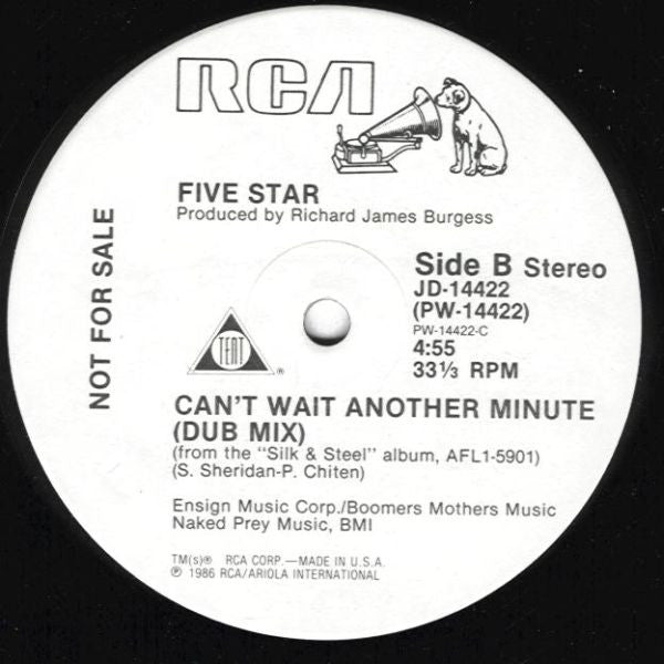 Five Star : Can't Wait Another Minute (12", Promo)
