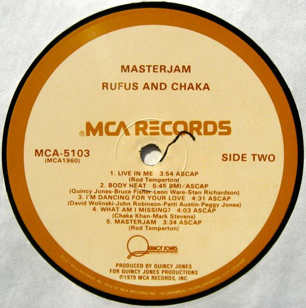 Rufus & Chaka* : Masterjam (LP, Album, Glo)