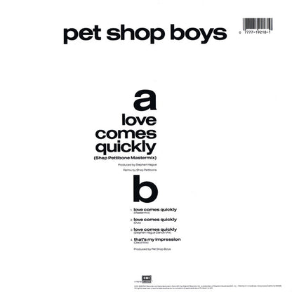 Pet Shop Boys : Love Comes Quickly (12", Single)