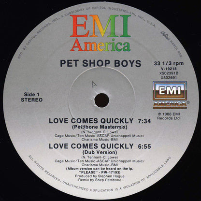 Pet Shop Boys : Love Comes Quickly (12", Single)