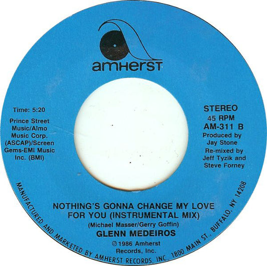 Glenn Medeiros : Nothing's Gonna Change My Love For You (7", Styrene, Car)