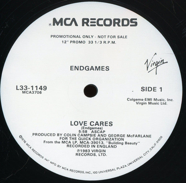 Endgames : Love Cares (12", Single, Promo)