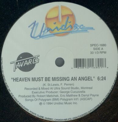 Tavares : Heaven Must Be Missing An Angel / More Than A Woman (12")