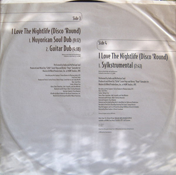 India And Nuyorican Soul : I Love The Nightlife (Disco Round) - 12" Remixes (2x12")