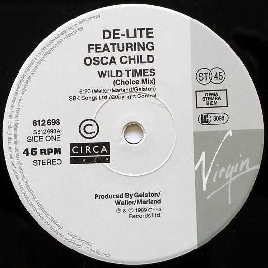 De Lite Featuring Osca Child : Wild Times (12", Single)
