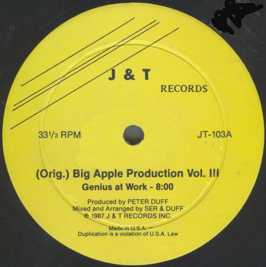 Various : (Orig.) Big Apple Production Vol. III (12", P/Mixed, Unofficial)