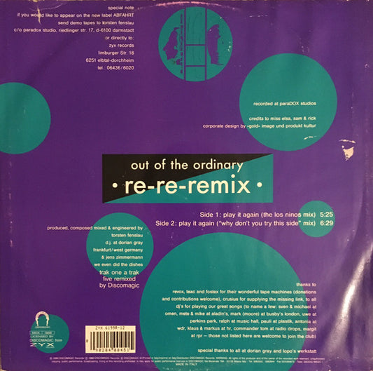 Out Of The Ordinary : Play It Again (Re-Re-Remix) (12")