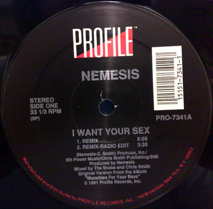Nemesis (3) : I Want Your Sex (12")