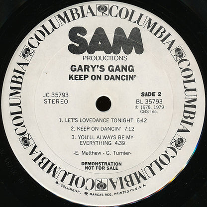 Gary's Gang : Keep On Dancin' (LP, Album, Promo)