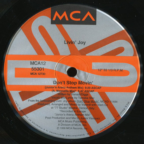 Livin' Joy : Don't Stop Movin' (12", Single)