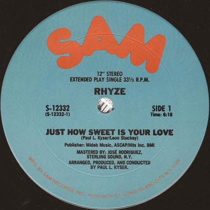 Rhyze : Just How Sweet Is Your Love (12", Single)