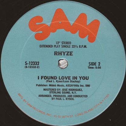 Rhyze : Just How Sweet Is Your Love (12", Single)