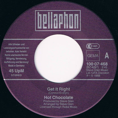 Hot Chocolate : Get It Right (7", Single)