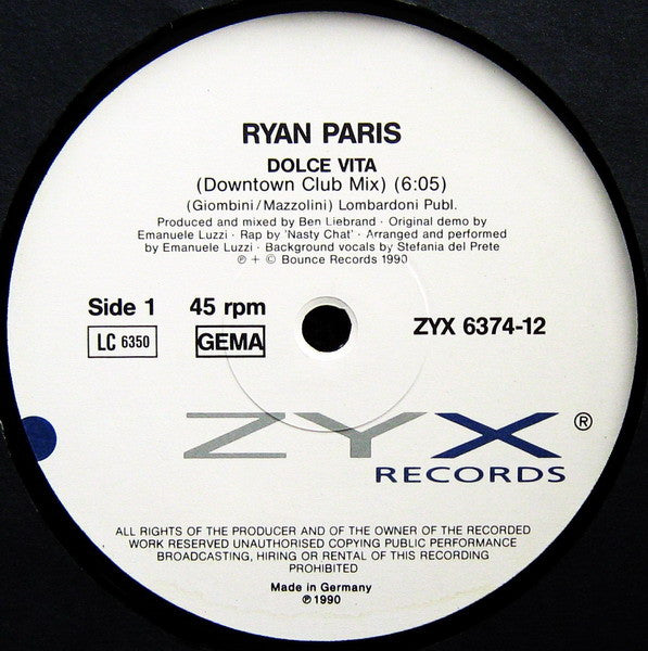 Ryan Paris : Dolce Vita '90 (12")
