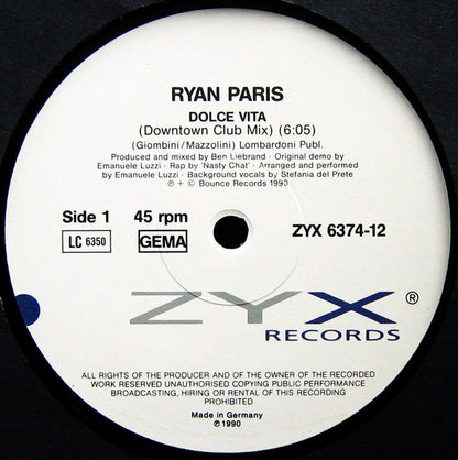 Ryan Paris : Dolce Vita '90 (12")
