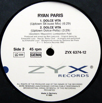 Ryan Paris : Dolce Vita '90 (12")