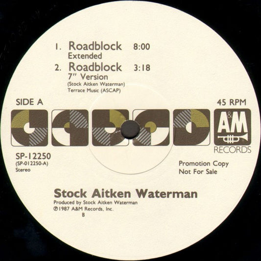 Stock, Aitken & Waterman : Roadblock (12", Promo)