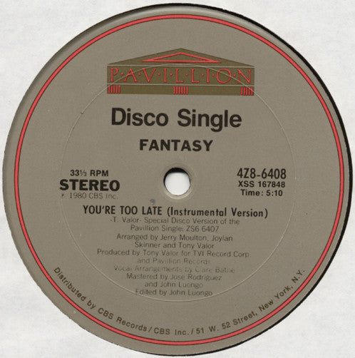 Fantasy (2) : You're Too Late (12", Single)