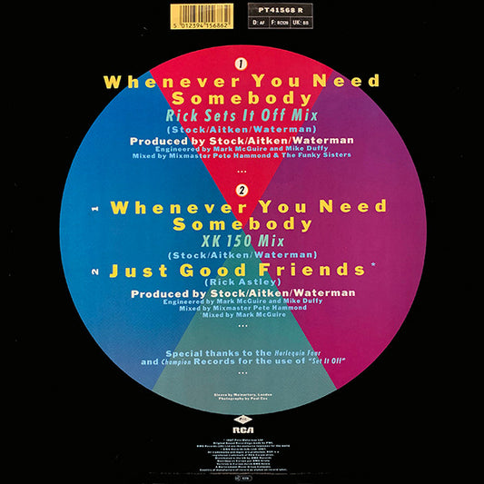 Rick Astley : Whenever You Need Somebody (Rick Sets It Off Mix) (12", Single)