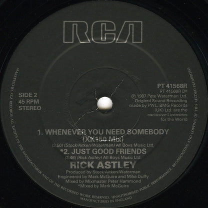 Rick Astley : Whenever You Need Somebody (Rick Sets It Off Mix) (12", Single)