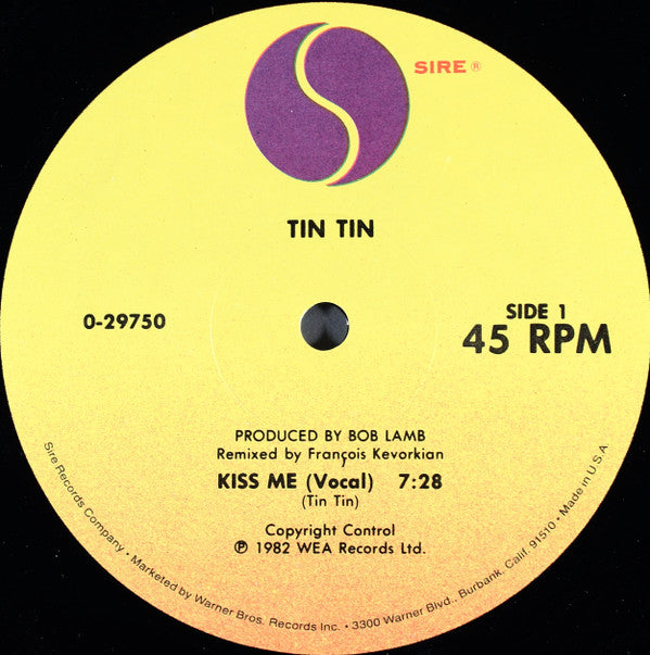 Tin Tin (4) : Kiss Me (12", Maxi, Spe)