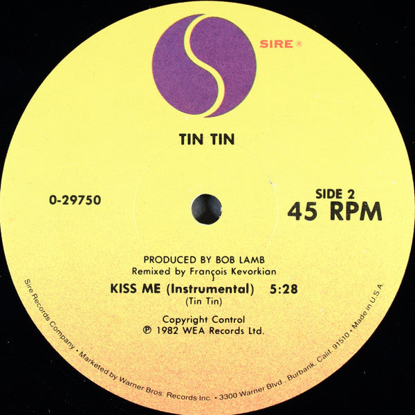 Tin Tin (4) : Kiss Me (12", Maxi, Spe)