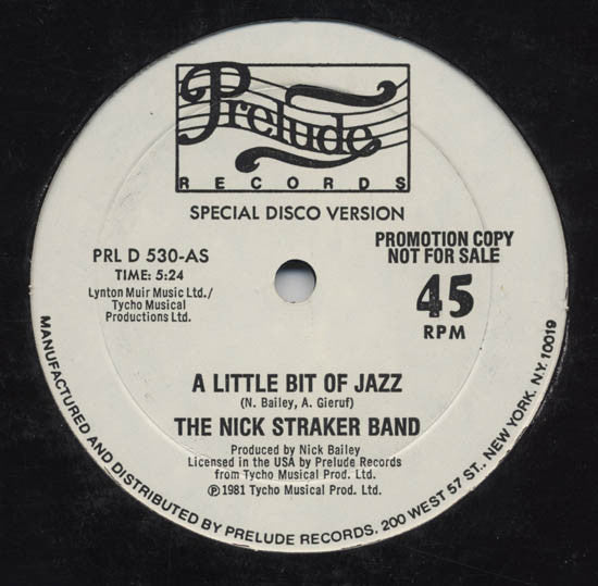 Nick Straker Band : A Little Bit Of Jazz (12", Promo)