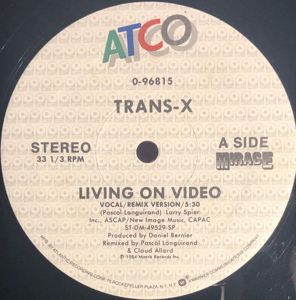 Trans-X : Living On Video (Vocal / Remix Version) (12", Single)