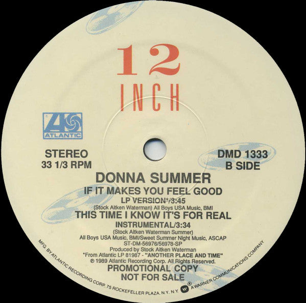 Donna Summer : This Time I Know It's For Real (12", Promo)